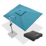 PURPLE LEAF Patio Umbrella with Base, Cantilever Umbrellas for Pool, Turquoise Blue