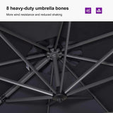 PURPLE LEAF Durable Patio Outdoor Umbrella Aluminum Round Cantilever Sun Yard Umbrellas For Pool, Deck