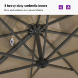 PURPLE LEAF Durable Patio Outdoor Umbrella Aluminum Round Cantilever Sun Yard Umbrellas For Pool, Deck