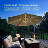 PURPLE LEAF Round Solar Lighted Cantilever Umbrella Outside Patio Umbrella with Lights