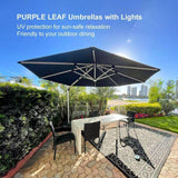 PURPLE LEAF Round Solar Lighted Cantilever Umbrella Outside Patio Umbrella with Lights