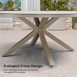 PURPLE LEAF Round & Rectangle Outdoor Dining Table HPL Aluminum Tabletop Modern Dining Table for Deck Kitchen
