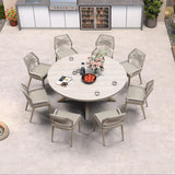 PURPLE LEAF Round & Rectangle Outdoor Dining Table HPL Aluminum Tabletop Modern Dining Table for Deck Kitchen