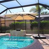 PURPLE LEAF Outdoor Sun Heavy Duty Large Cantilever Umbrella with Base