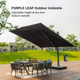 PURPLE LEAF Outdoor Sun Heavy Duty Large Cantilever Umbrella with Base