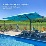 PURPLE LEAF Outdoor Sun Heavy Duty Large Cantilever Umbrella with Base