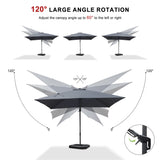 PURPLE LEAF Best Value Cantilever Patio Umbrella with Left-Right Tilt and 360° Swivel Outdoor Umbrellas