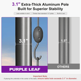 PURPLE LEAF Semi-Auto 1.9''/2.4''/3.1'' Pole Commercial Patio Umbrella Market Umbrella for Café, Restaurant & Hotel