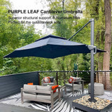 PURPLE LEAF UV50+ Fade Resistant Cantilever Umbrella, Patio Umbrellas with Base