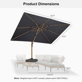 PURPLE LEAF Wood Grain Cantilever Patio Umbrella Aluminum Outdoor Umbrellas
