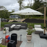 PURPLE LEAF Wood Grain Cantilever Patio Umbrella Aluminum Outdoor Umbrellas