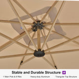PURPLE LEAF Wood Grain Patio Umbrella with Base, Large Cantilever Umbrella for Garden