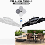 PURPLE LEAF Round Solar Lighted Cantilever Umbrella Outside Patio Umbrella with Lights