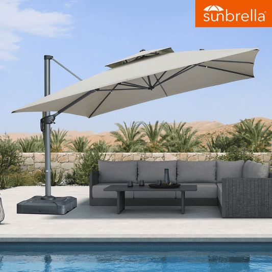 PURPLE LEAF SUNBRELLA Cantilever Umbrella Grey Aluminum Patio Umbrella
