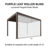 PURPLELEAF Outdoor Louvered Pergola Roller Blinds with Thermal Insulated, UV Protection Waterproof Fabric, Privacy Protection for Bronze Pergola, Easy to Install