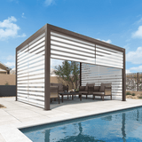 PURPLELEAF Outdoor Louvered Pergola Roller Blinds with Thermal Insulated, UV Protection Waterproof Fabric, Privacy Protection for Bronze Pergola, Easy to Install