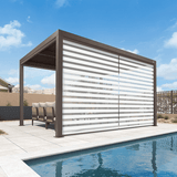PURPLELEAF Outdoor Louvered Pergola Roller Blinds with Thermal Insulated, UV Protection Waterproof Fabric, Privacy Protection for Bronze Pergola, Easy to Install