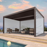 PURPLELEAF Outdoor Louvered Pergola Roller Blinds with Thermal Insulated, UV Protection Waterproof Fabric, Privacy Protection for Bronze Pergola, Easy to Install
