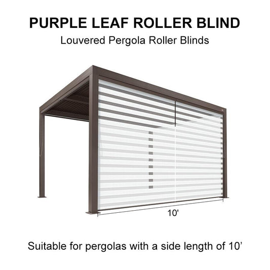 PURPLELEAF Outdoor Louvered Pergola Roller Blinds with Thermal Insulated, UV Protection Waterproof Fabric, Privacy Protection for Bronze Pergola, Easy to Install