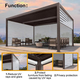 PURPLELEAF Outdoor Louvered Pergola Roller Blinds with Thermal Insulated, UV Protection Waterproof Fabric, Privacy Protection for Bronze Pergola, Easy to Install