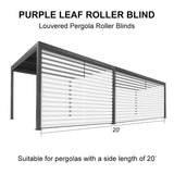 PURPLELEAF Outdoor Louvered Pergola Roller Blinds with Thermal Insulated, UV Protection Waterproof Fabric, Privacy Protection for Pergola, Easy to Install