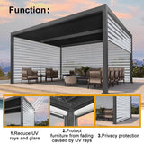 PURPLELEAF Outdoor Louvered Pergola Roller Blinds with Thermal Insulated, UV Protection Waterproof Fabric, Privacy Protection for Pergola, Easy to Install
