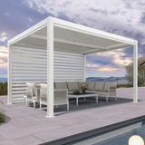 PURPLELEAF Outdoor Louvered Pergola Roller Blinds with Thermal Insulated, UV Protection Waterproof Fabric, Privacy Protection for White Pergola, Easy to Install