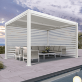 PURPLELEAF Outdoor Louvered Pergola Roller Blinds with Thermal Insulated, UV Protection Waterproof Fabric, Privacy Protection for White Pergola, Easy to Install