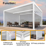 PURPLELEAF Outdoor Louvered Pergola Roller Blinds with Thermal Insulated, UV Protection Waterproof Fabric, Privacy Protection for White Pergola, Easy to Install