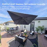 PURPLE LEAF Stepless Tilt Cantilever Umbrella Affordable Outdoor Patio Umbrella