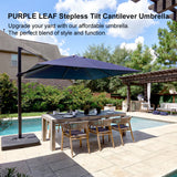 PURPLE LEAF Stepless Tilt Cantilever Umbrella Affordable Outdoor Patio Umbrella