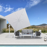 PURPLE LEAF White Outdoor Umbrella Left-Right Tilting Patio Cantilever Umbrella