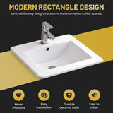 Jack Series 21 in. Rectangular Ceramic Drop-In Bathroom Sink Basin in Glossy White with Single Faucet Hole and Overflow