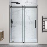 Stellar Series 76 in. x 45-48 in. Sliding Frameless Shower Door with Alcove Shower Base - Multiple Finishes