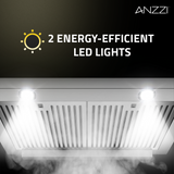 ANZZI 36-Inch 600 CFM 4-Speed Stainless Steel Under Cabinet Convertible Residential Range Hood with LED Lamp