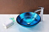 Enti Series Deco-Glass Vessel Sink in Lustrous Blue