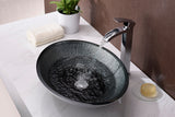 Onyx Series 20 in. Bathroom Vessel Sink with Scratch-Tough and Stain-Resistant Non-Porous Surface in Black Glass
