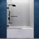 Grand Series 30 in. x 55 in. Frameless Hinged Tub Door with Clear Tempered Glass and Tsunami Guard