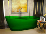 ANZZI Ember Series 66" x 32.5" Freestanding Soaker Tub, Translucent Solid Surface Construction, Ergonomic Design, and Center Drain