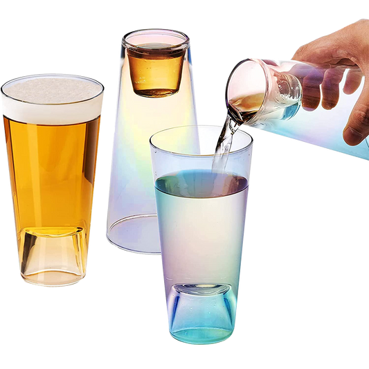 Shot in the Pint Glass, Take a Shot Funny Beer Glass/Mug 4-Set 7"H