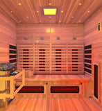 4-Person Infrared and Electric Heater Outdoor Red Cedar and Hemlock Wood Sauna with Wet/Dry Use, Touch Pad Controller