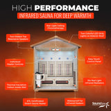 4-Person Infrared and Electric Heater Outdoor Red Cedar and Hemlock Wood Sauna with Wet/Dry Use, Touch Pad Controller