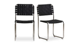 Moma Stainless Steel Dining Chair Black Leather - Set Of Two