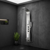 FIELD Series 58 in. 2-Jetted Full Body Shower Panel System with Heavy Rain Shower and Spray Wand in Brushed Steel