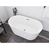 Chand Series 59 in. x 30 in. Flat Bottom Acrylic Freestanding Soaking Bathtub with Center Drain in Glossy White