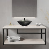 Amalfi Round Glass Vessel Bathroom Sink with Stellar Black Finish