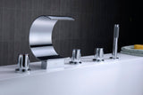 Ribbon 3-Handle Deck-Mount Roman Tub Faucet in Chrome