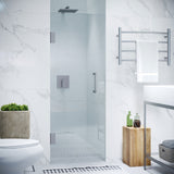 Fellow Series 24 in. x 70 in. Frameless Hinged Shower Door with Clear/Frosted Tempered Glass and Tsunami Guard