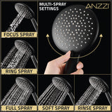 Heavy Rainfall Stainless Steel Shower Bar with Hand Sprayer in Matte Black