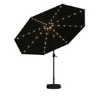 PURPLE LEAF Black Frame Tilting Market Umbrella with Lights Table Umbrella with Base Outside Patio